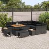 vidaXL Conjunto de Sof&aacute; de Jardim com almofada Preto Rattan Sint&eacute;tico