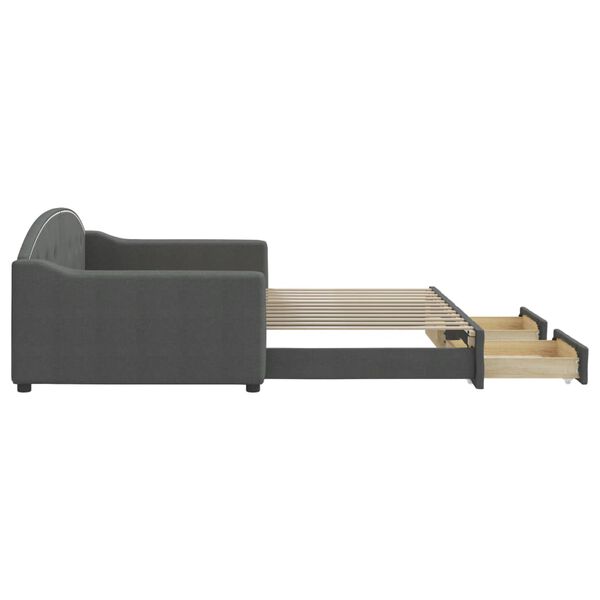 vidaXL Sof&aacute;-cama c/ gavet&atilde;o/gavetas 100x200 cm tecido cinzento-escuro