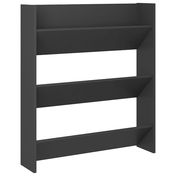 vidaXL Sapateira de parede 80x18x90 cm contraplacado cinzento