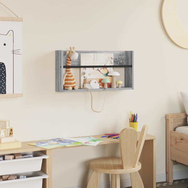 vidaXL Estante de Revistas com prateleira Cinza Sonoma 60 x 12 x 30 cm