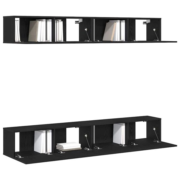vidaXL Conjunto de m&oacute;vel de TV 4 pcs Carvalho Preto 100 x 30 x 30 cm