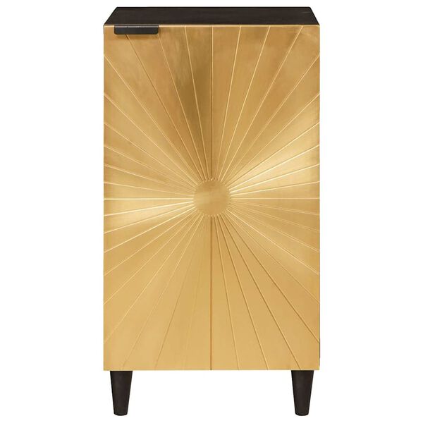 vidaXL Buffet Preto e Ouro 40 x 33 x 75 cm Madeira de mangueira maciça
