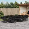 vidaXL 17 pcs conjunto de jantar p/ jardim c/ almofad&otilde;es vime PE preto