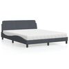 vidaXL Cama com colch&atilde;o Dover 160x200 cm veludo cinzento-escuro
