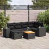 vidaXL 7 pcs conjunto de sof&aacute;s p/ jardim c/ almofad&otilde;es vime PE preto