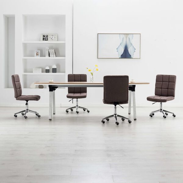 vidaXL Cadeiras de jantar 4 pcs tecido cinzento-acastanhado