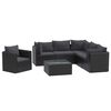 vidaXL 7 pcs conjunto lounge de jardim c/ almofad&otilde;es vime PE preto