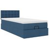 vidaXL Cama otomana com colchão 90x200 cm tecido azul