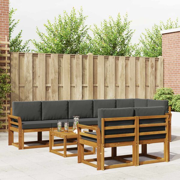 vidaXL Conjunto de Sof&aacute;s para Exterior 9 pcs Natural e Antracite