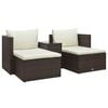 vidaXL 5 pcs conjunto lounge jardim c/ almofad&otilde;es vime PE castanho