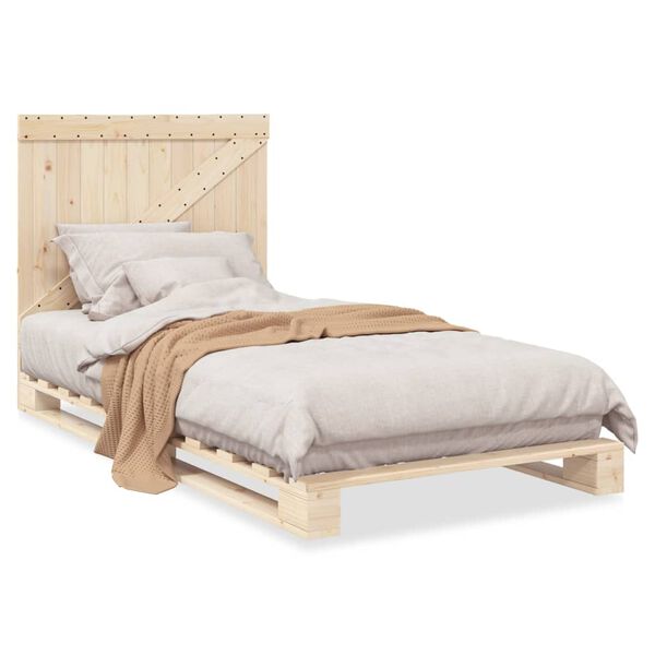 vidaXL Estrutura de cama com cabeceira 100x200cm pinho maci&ccedil;o