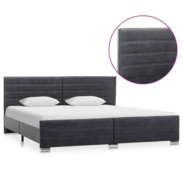 vidaXL Estrutura de cama 180x200 cm camur&ccedil;a artificial cinzento