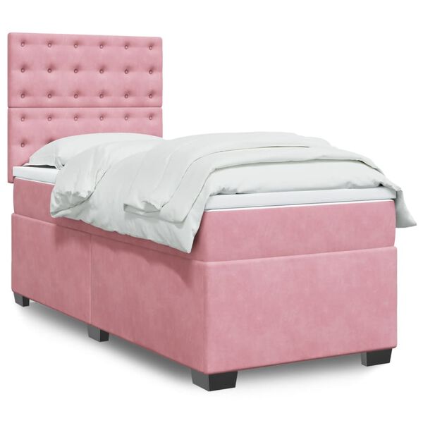 vidaXL Cama com molas/colch&atilde;o 80x200 cm veludo rosa