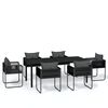 vidaXL 7 pcs conjunto de jantar para jardim preto