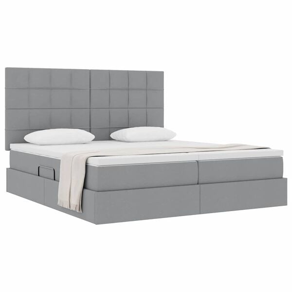 vidaXL Cama com Armazenamento com colch&atilde;o Cinzento-claro 200 x 200 cm