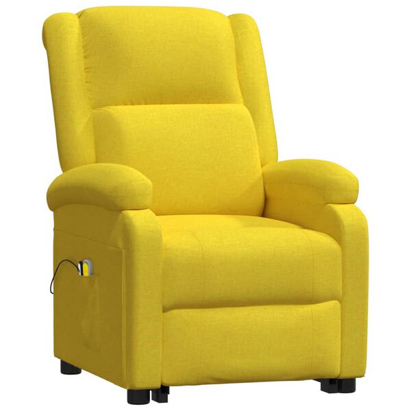 vidaXL Poltrona elevat&oacute;ria de massagens tecido amarelo-claro