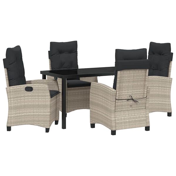 vidaXL Conjunto de Jantar para Jardim 5 pcs Cinzento-claro vime PE