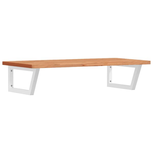 vidaXL Prateleira de parede p/ lavat&oacute;rio a&ccedil;o/madeira de faia maci&ccedil;a