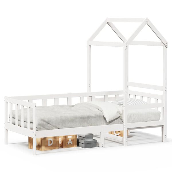 vidaXL Sofá-cama com telhado 90x200 cm madeira de pinho maciça branco