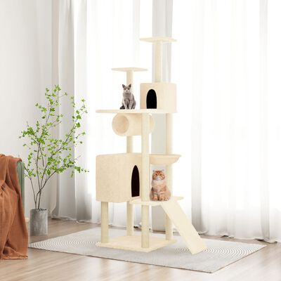 vidaXL Árvore para gatos c/ postes arranhadores sisal 168 cm cor creme