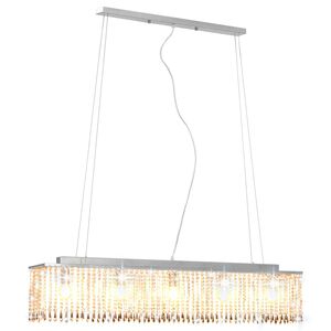 vidaXL Candeeiro de teto com contas de cristal 104 cm E14 prateado