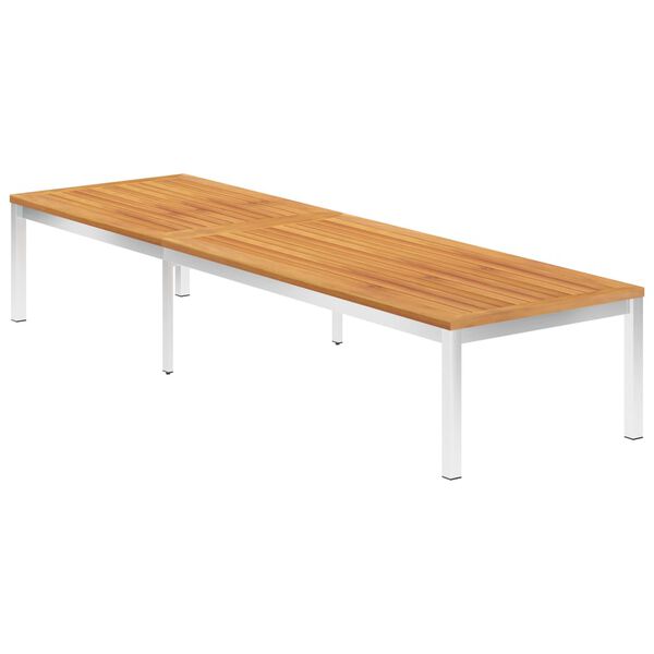 vidaXL Espregui&ccedil;adeira c/ almofad&atilde;o ac&aacute;cia maci&ccedil;a e a&ccedil;o inoxid&aacute;vel