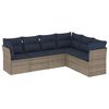 vidaXL Conjunto de sof&aacute; de jardim com 6 pe&ccedil;as e almofadas em rattan sint&eacute;tico cinza