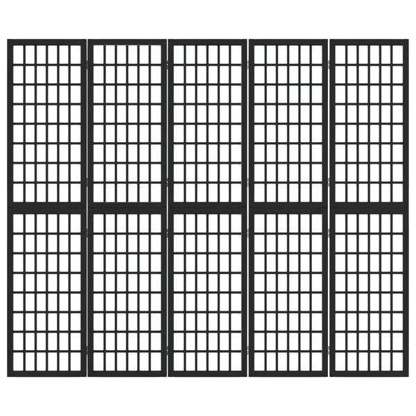 vidaXL Biombo dobrável com 5 painéis estilo japonês 200x170 cm preto