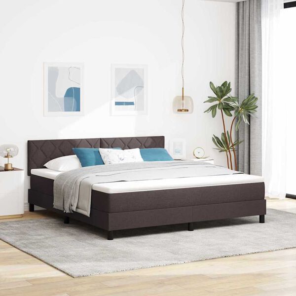 vidaXL Cama Box com colch&atilde;o Marrom Escuro 180 x 200 cm tecido