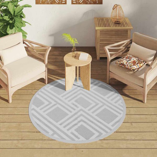 vidaXL Tapete de exterior &Oslash;120 cm ARAKIL PP cinzento