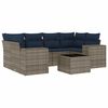 vidaXL Conjunto de sof&aacute; de jardim com 7 pe&ccedil;as e almofadas em rattan sint&eacute;tico cinza