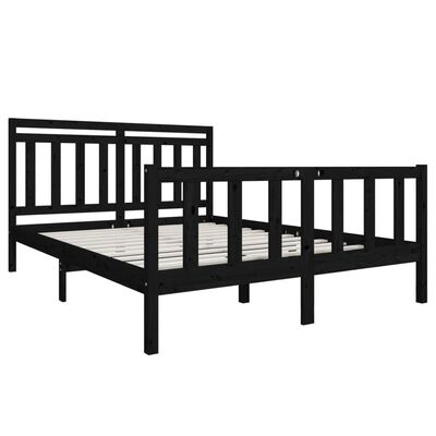 vidaXL Estrutura de cama king 150x200 cm madeira maciça preto