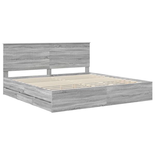 vidaXL Estrutura da Cama com gaveta Cinza Sonoma 200 x 200 cm