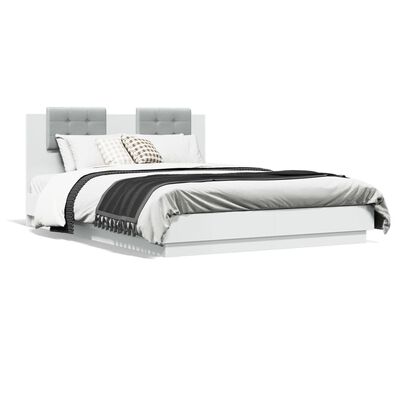 vidaXL Estrutura cama c/ cabeceira 140x200 cm derivados madeira branco