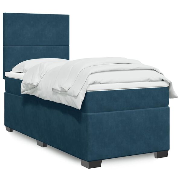vidaXL Cama boxspring com colch&atilde;o 100x200 cm veludo azul
