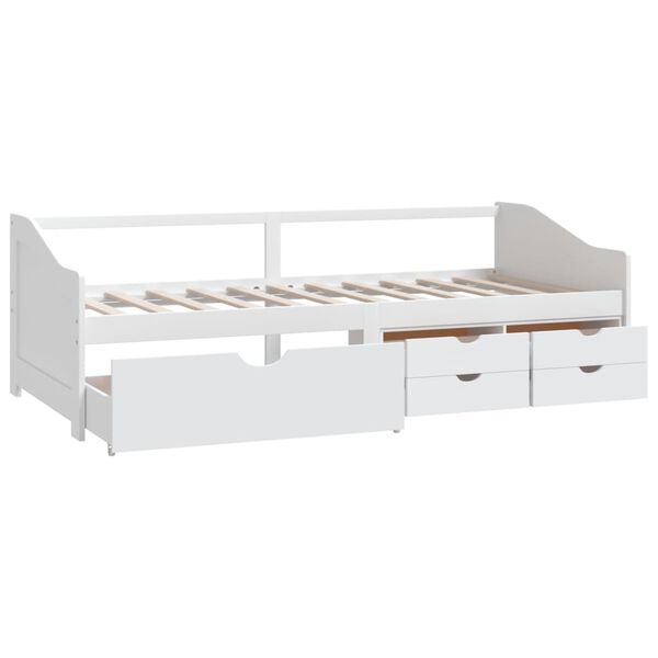 vidaXL Sof&aacute;-cama 3 lugares c/ gavetas 90x200 cm pinho maci&ccedil;o branco