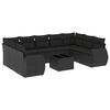 vidaXL 10 pcs conjunto sof&aacute;s de jardim c/ almofad&otilde;es vime PE preto