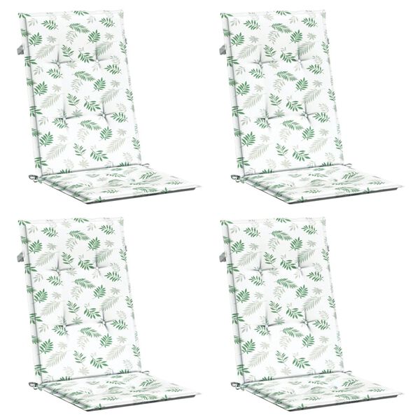 vidaXL Almofad&otilde;es cadeira de encosto alto 4 pcs tecido folhas