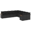 vidaXL 10 pcs conjunto sof&aacute;s de jardim c/ almofad&otilde;es vime PE preto