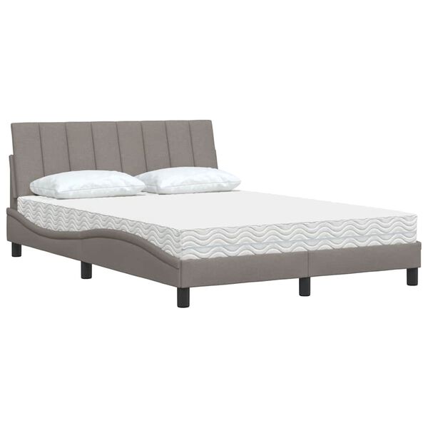 vidaXL Cama com colch&atilde;o Hanko 140x190 cm tecido castanho-acinzentado