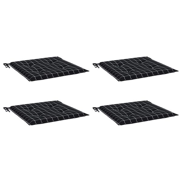 vidaXL Almofad&otilde;es p/ cadeira 4pcs 50x50x4cm tecido xadrez preto