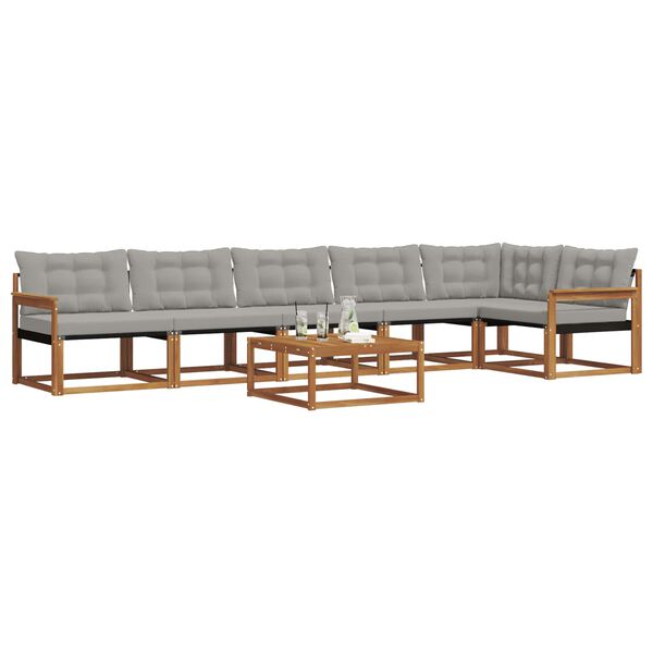 vidaXL Conjunto de Sof&aacute;s para Exterior 7 pcs Cinza Natural e Claro