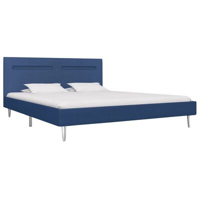 vidaXL Estrutura de cama com LED 180x200 cm tecido azul