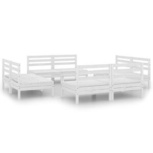 vidaXL 8 pcs conjunto lounge de jardim pinho maciço branco