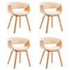 vidaXL Cadeiras jantar 4 pcs madeira curvada e couro artificial creme