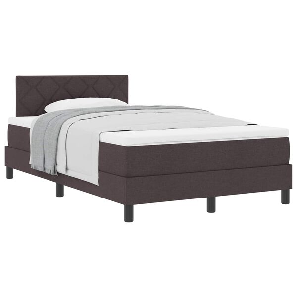vidaXL Cama Box com colch&atilde;o Marrom Escuro 120 x 190 cm tecido