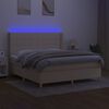 vidaXL Cama box spring c/ colch&atilde;o e LED 180x200 cm tecido cor creme