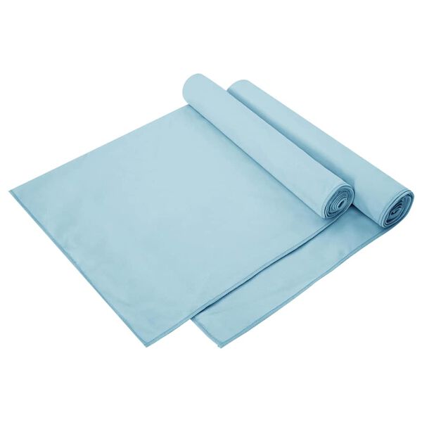 vidaXL Toalhas Esportivas 2 pcs Azul 140 x 70 cm Poli&eacute;ster e poliamida