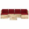 vidaXL 7 pcs conj. lounge jardim c/ almofad&otilde;es madeira impreg. verde