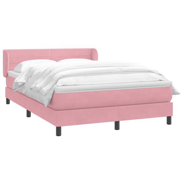 vidaXL Cama com molas/colch&atilde;o 140x220 cm veludo rosa